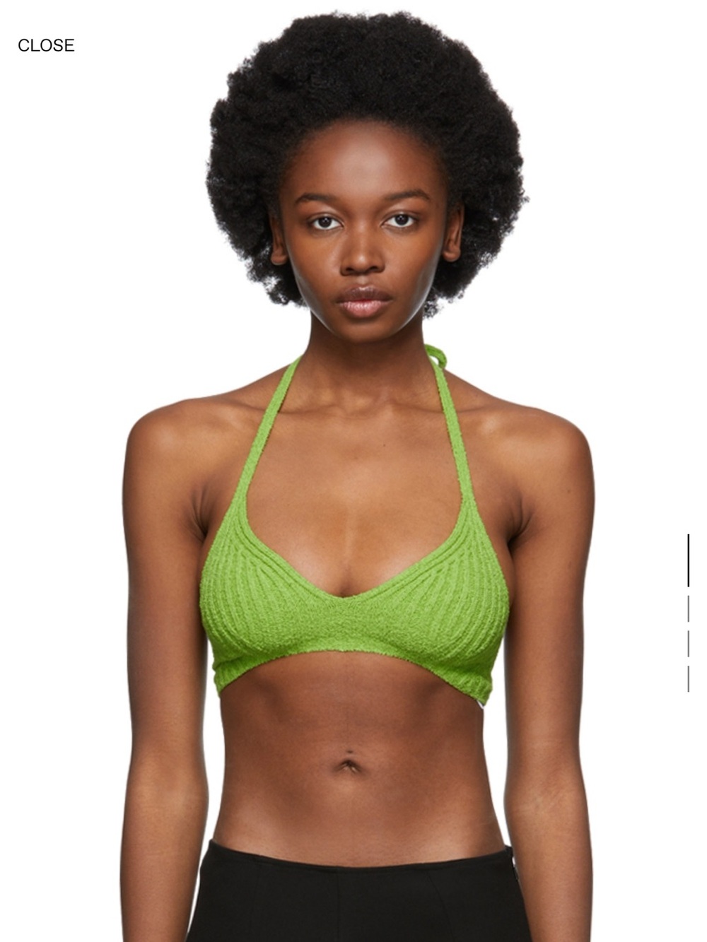 GAUCHERE Green Knit Tank Top || Textured Halter Bralette in Bright Green